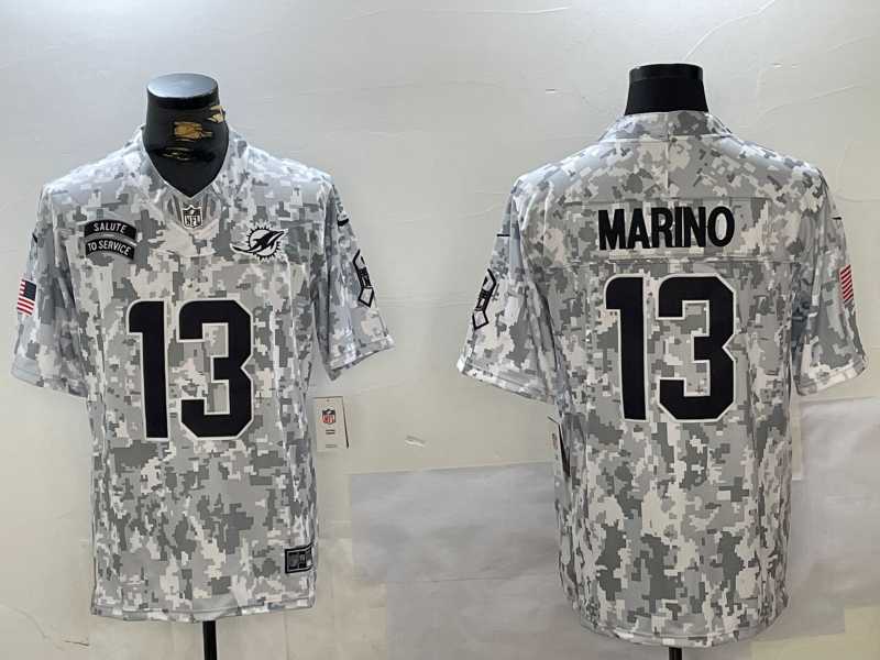Men%27s Miami Dolphins #13 Dan Marino Arctic Camo 2024 FUSE Salute to Service Limited Stitched Jersey Dzhi